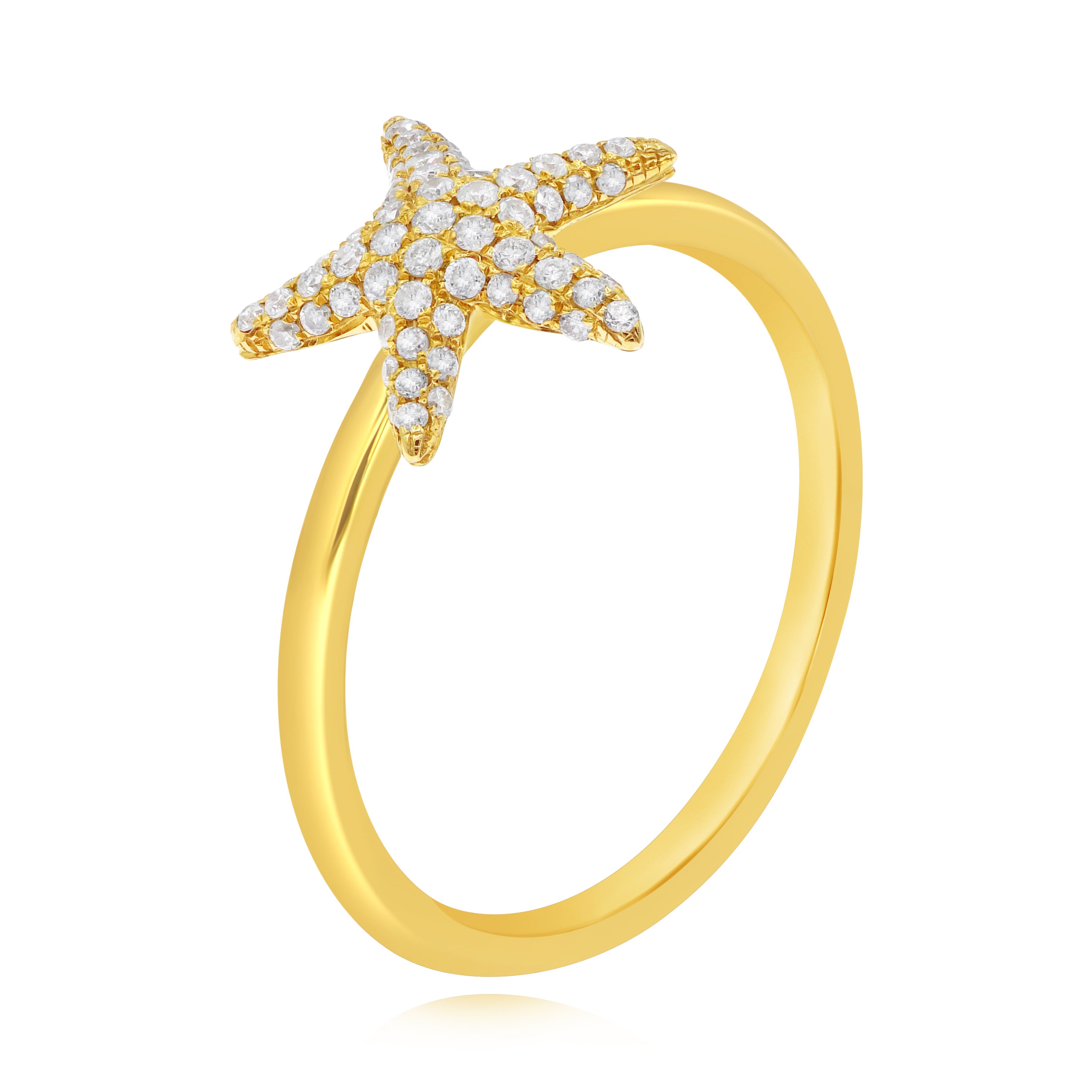 0.25 ct. Diamond 14K Yellow Gold Starfish Ring