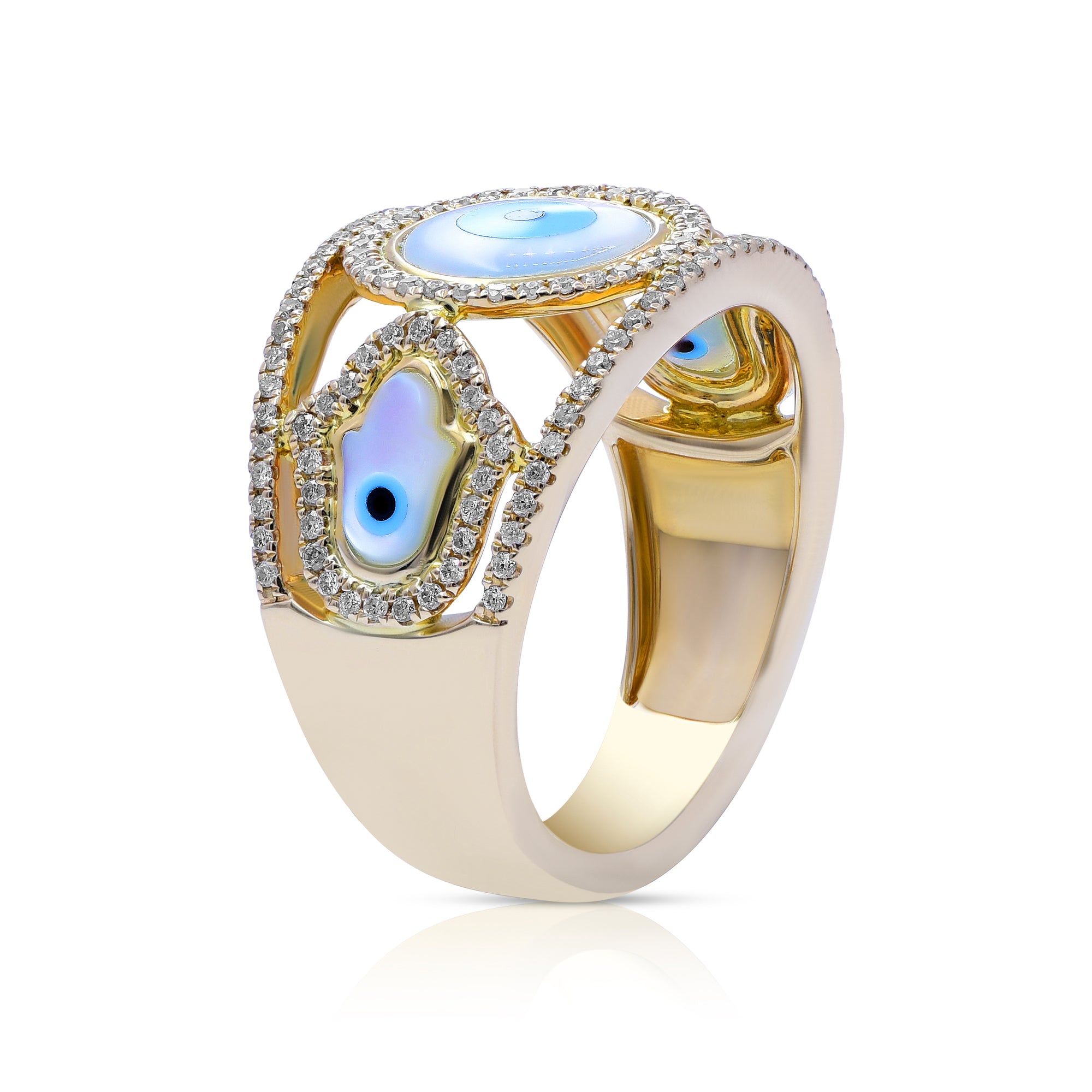 1.5 ct. Mother of Pearl & 0.41 ct. Diamond 14K Rose Gold Wide Band