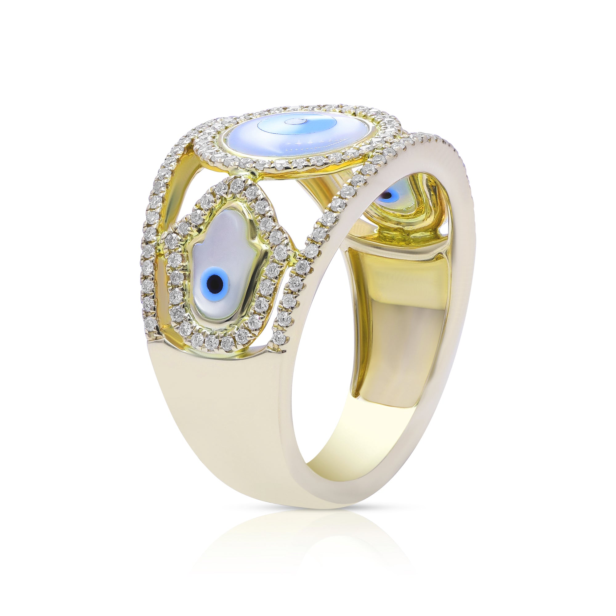 1.6 ct. Mother of Pearl & 0.41 ct. Diamond 14K Yellow Gold Wide Band