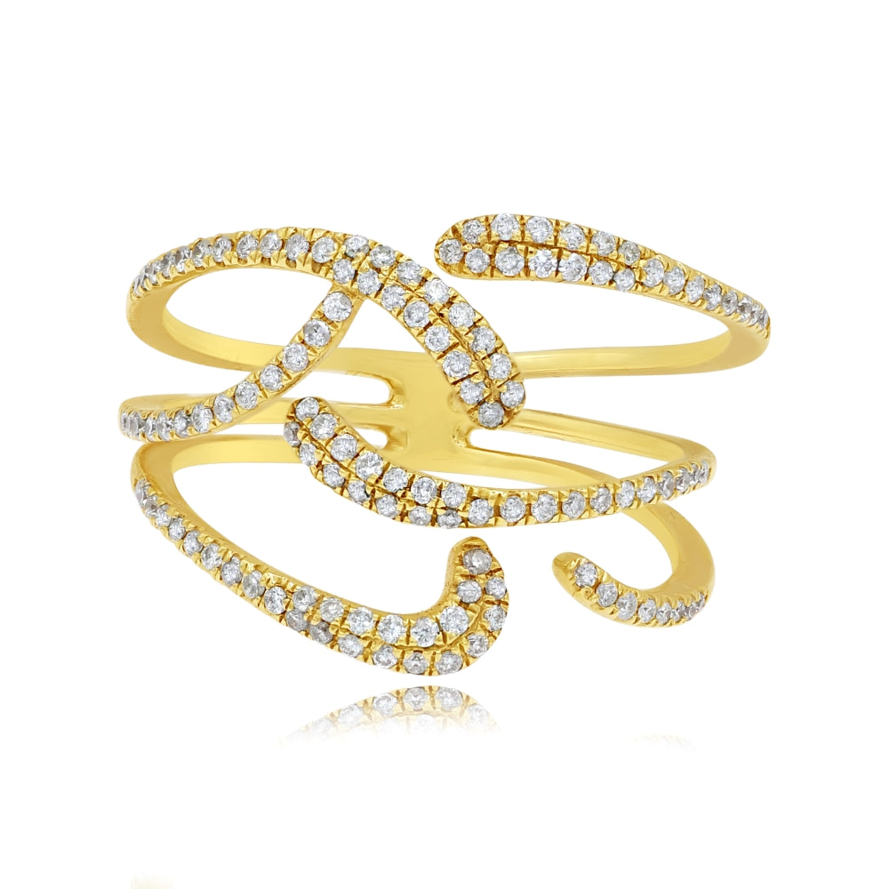 0.44 ct. Diamond 14K Yellow Gold Multi-Row Claw Ring