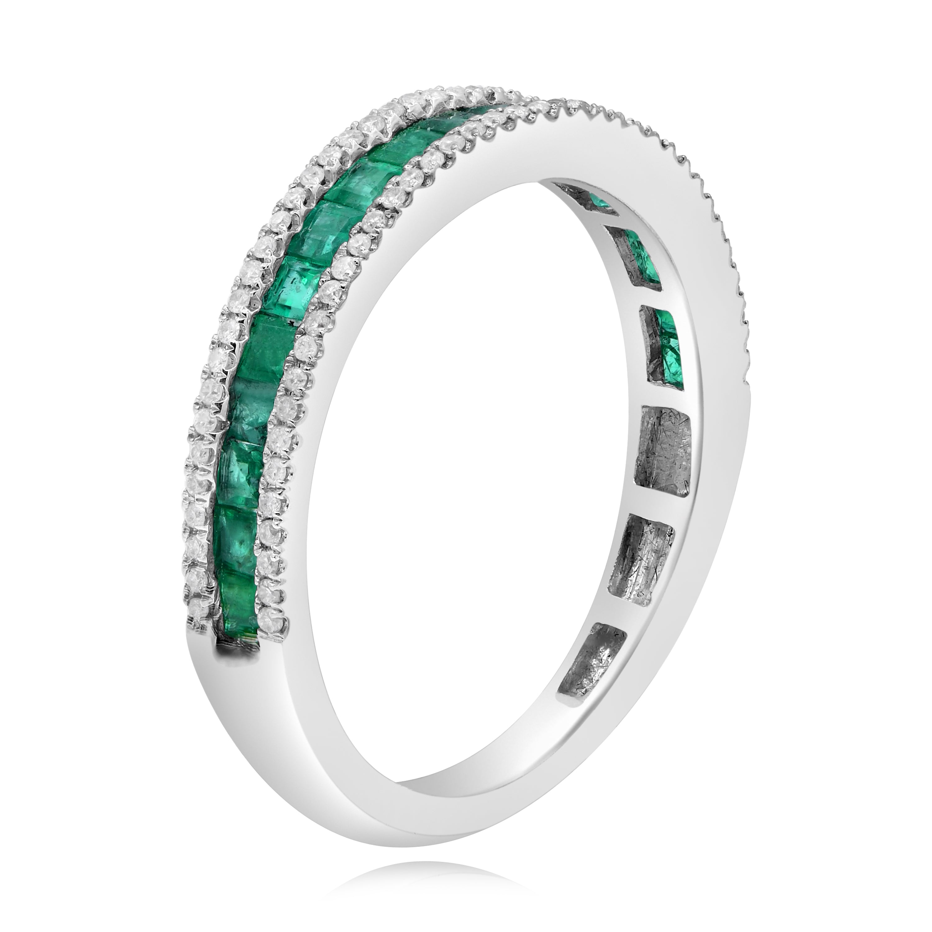 0.82 ct. Emerlad & 0.17 ct. Diamond Triple Row Eternity Band