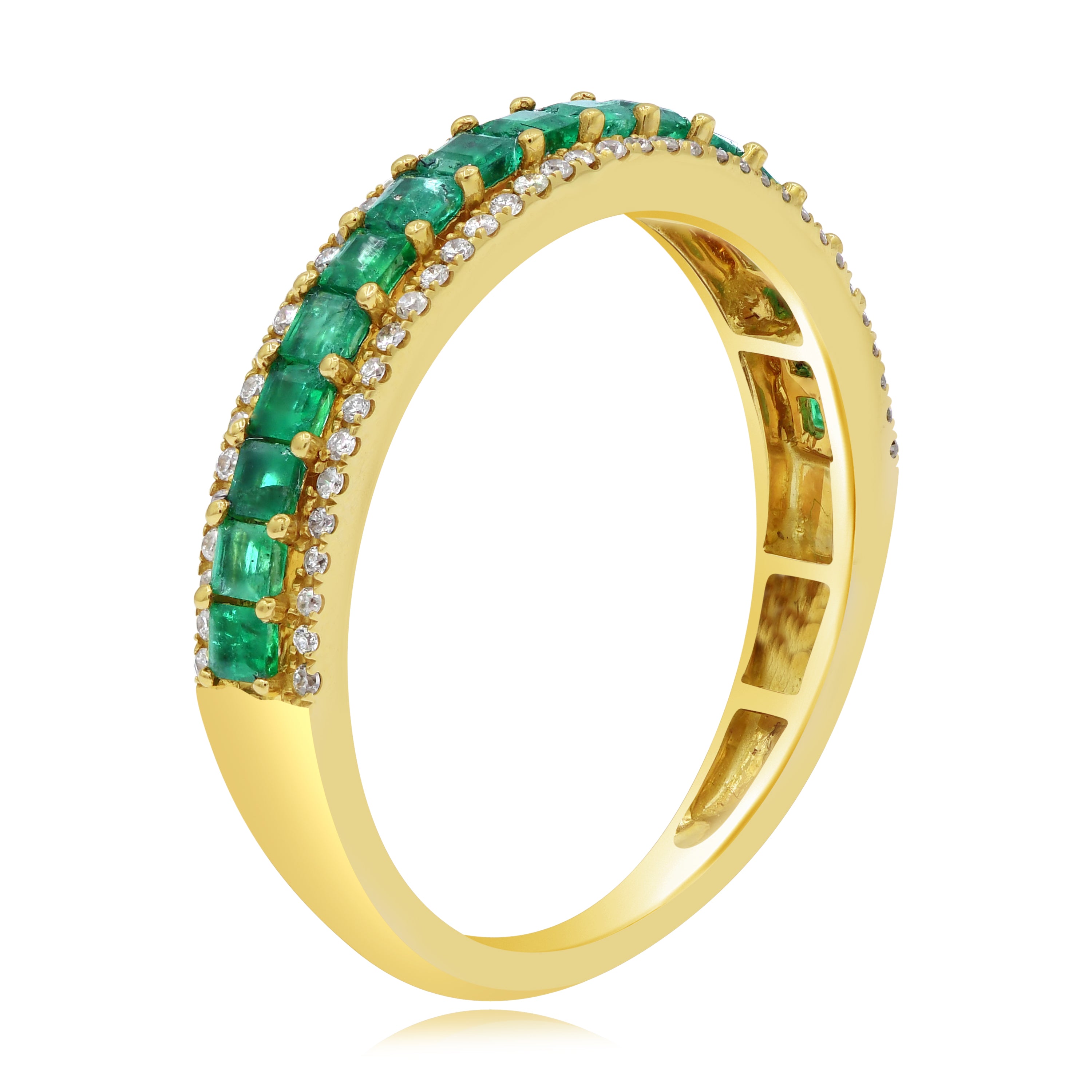 0.63 ct. Emerald & 0.15 ct. Diamond 14K Yellow Gold Half Eternity Band