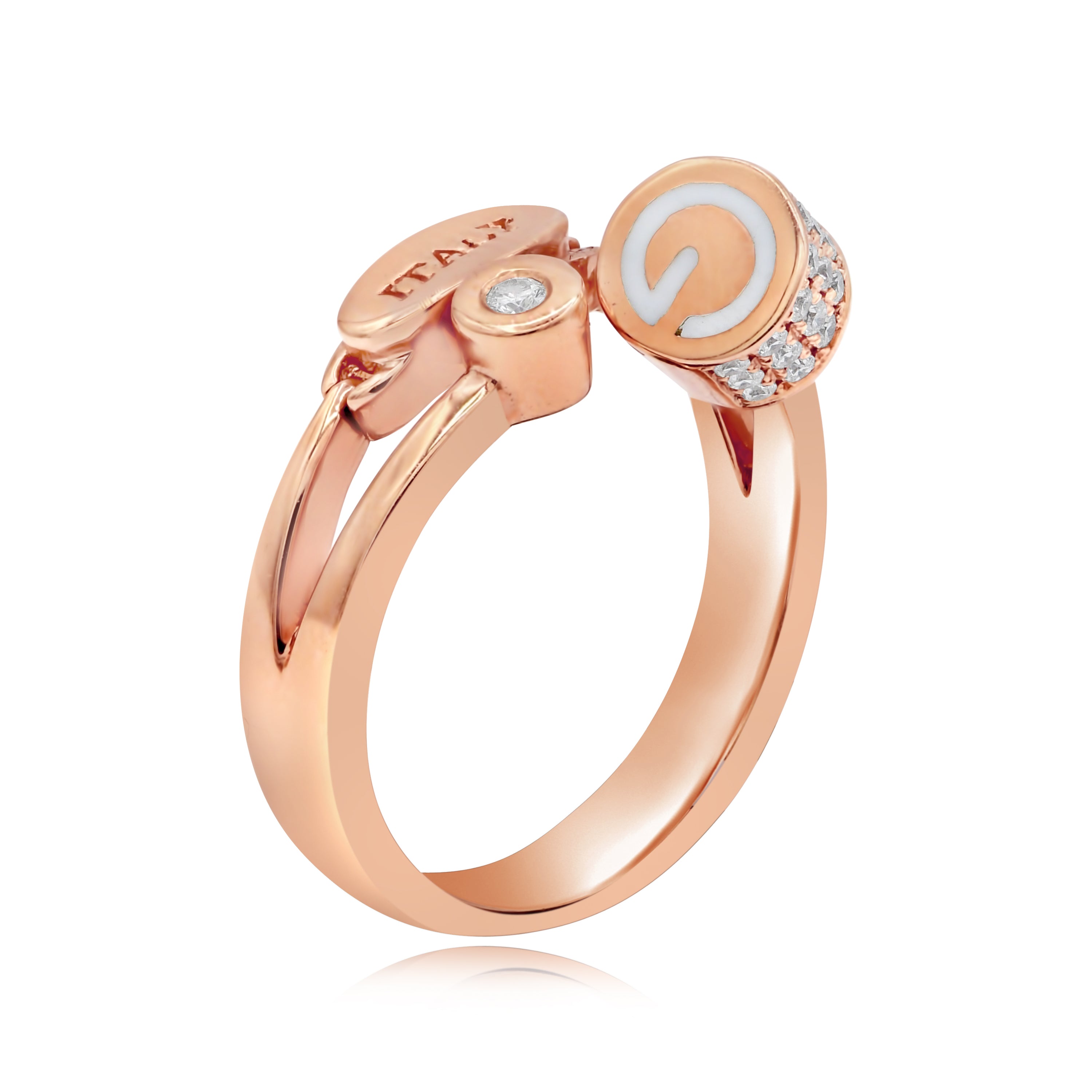 0.25 ct. Diamond 18K Rose Gold 'ITALY' Split Shank & Bypass Ring