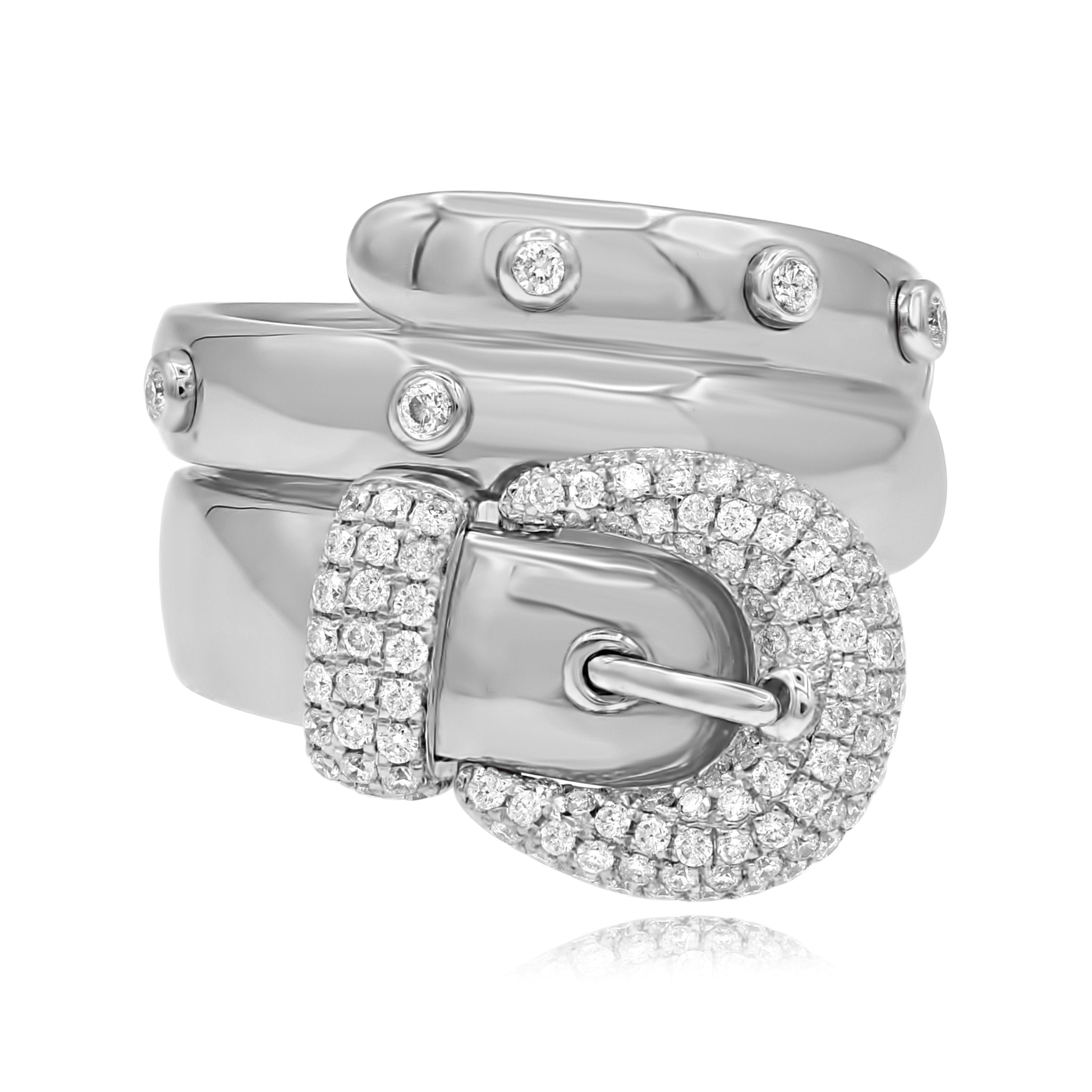 0.5 ct. Diamond 14K White Gold Belt Buckle Ring