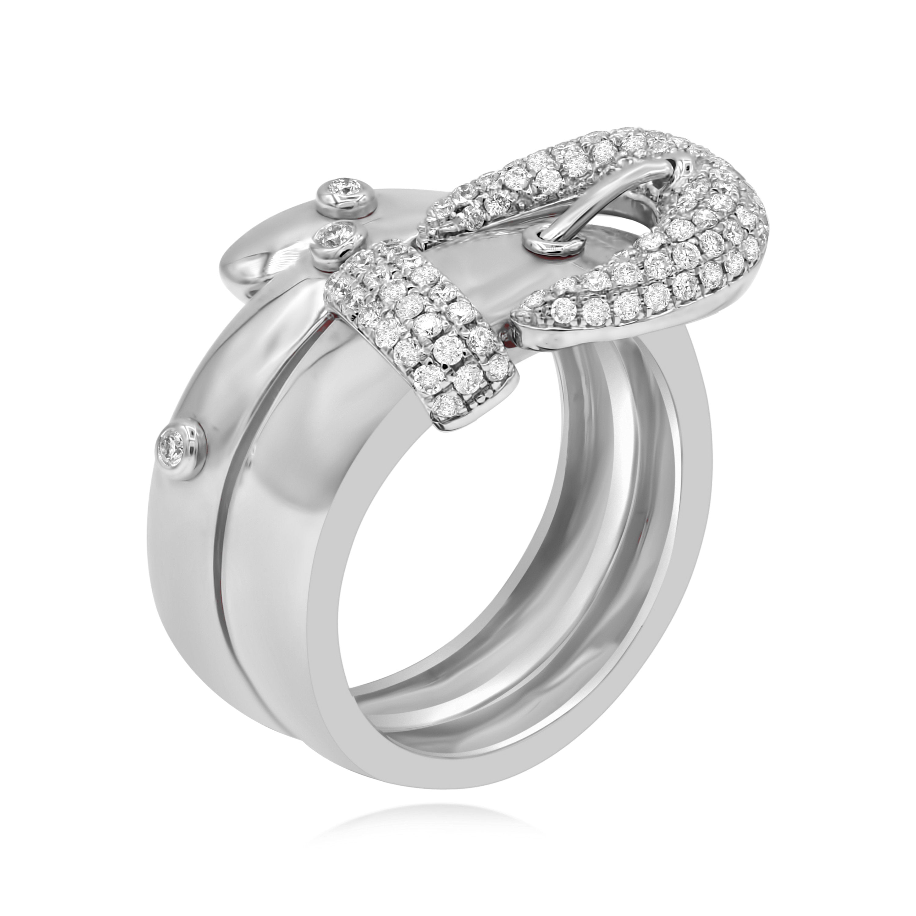 0.5 ct. Diamond 14K White Gold Belt Buckle Ring