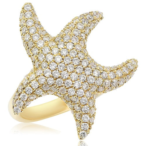 1.45 ct. Diamond 18K Yellow Gold Starfish Ring