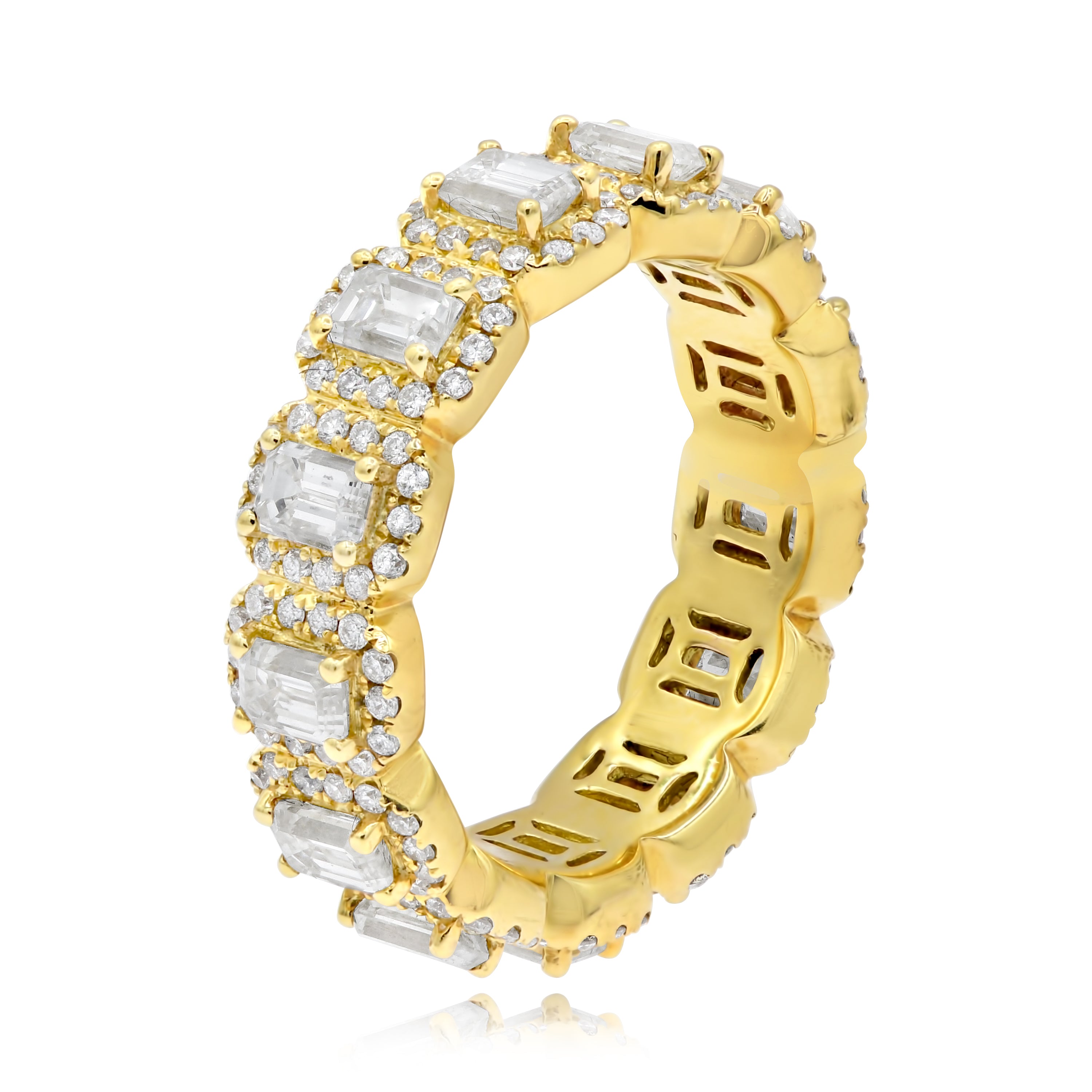 3.23 ct. Diamond 18K Yellow Gold Halo Eternity Band
