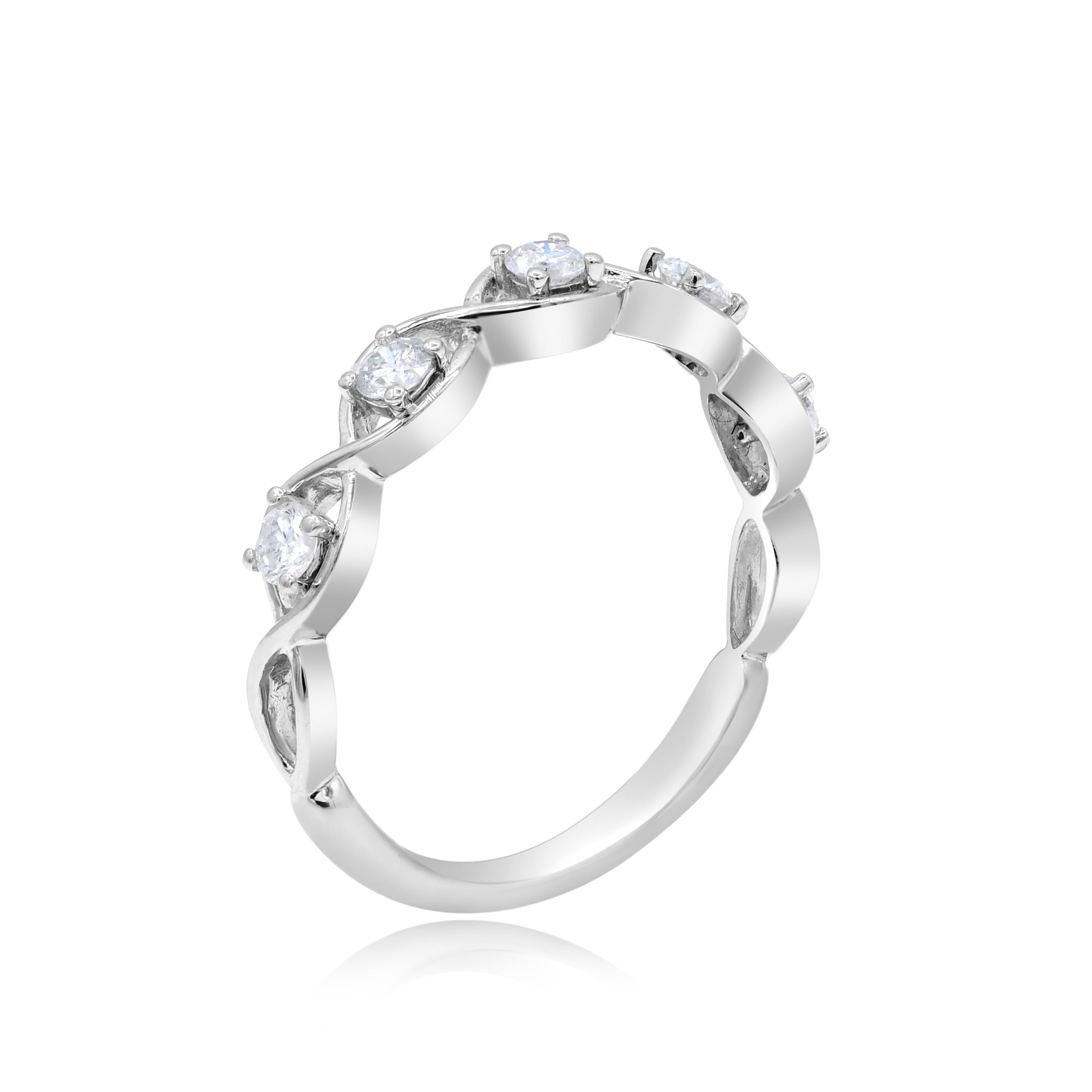 0.34 ct. Diamond 14K White Gold Swirled Half Eternity Band