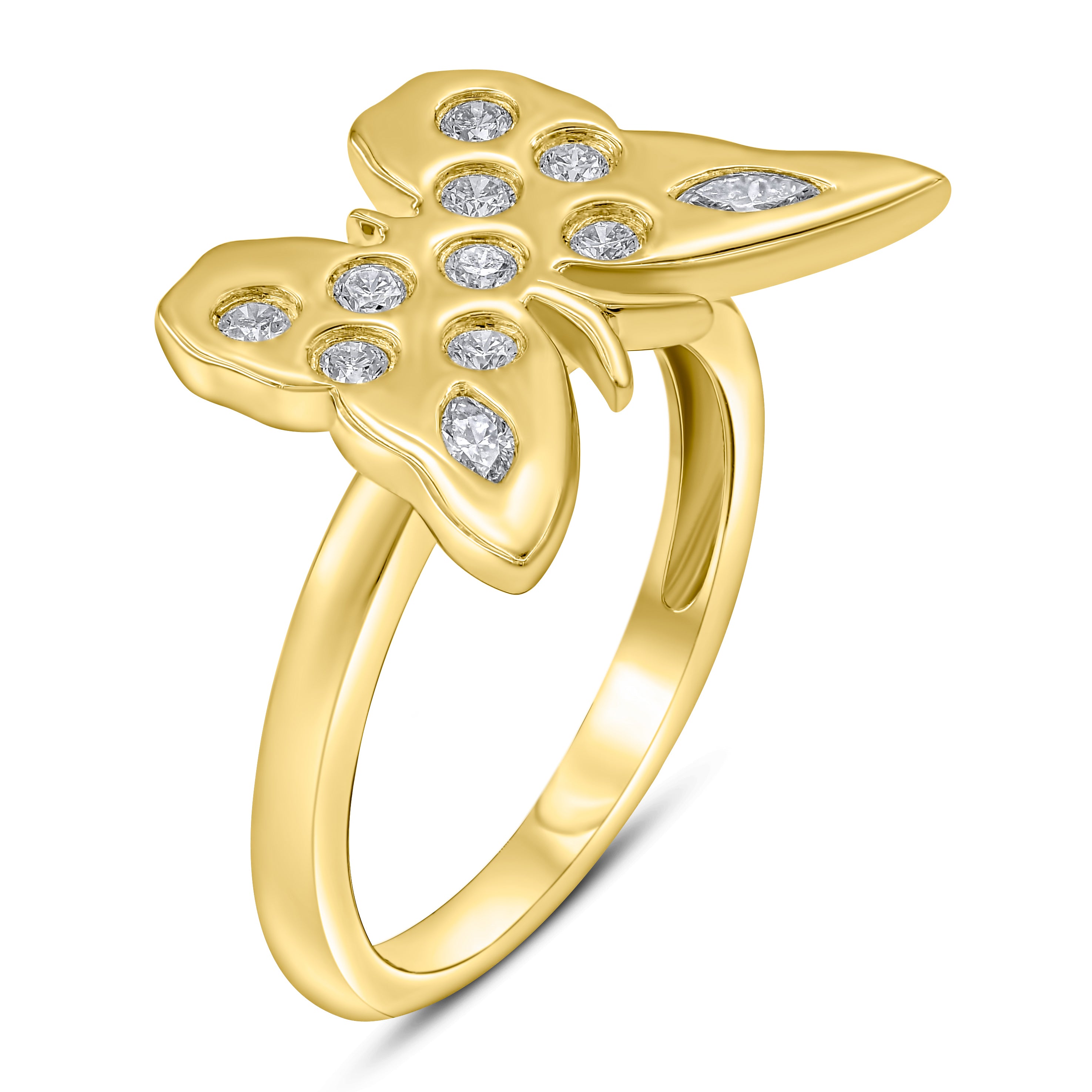 0.41 ct. Diamond 14K Yellow Gold Butterfly Ring