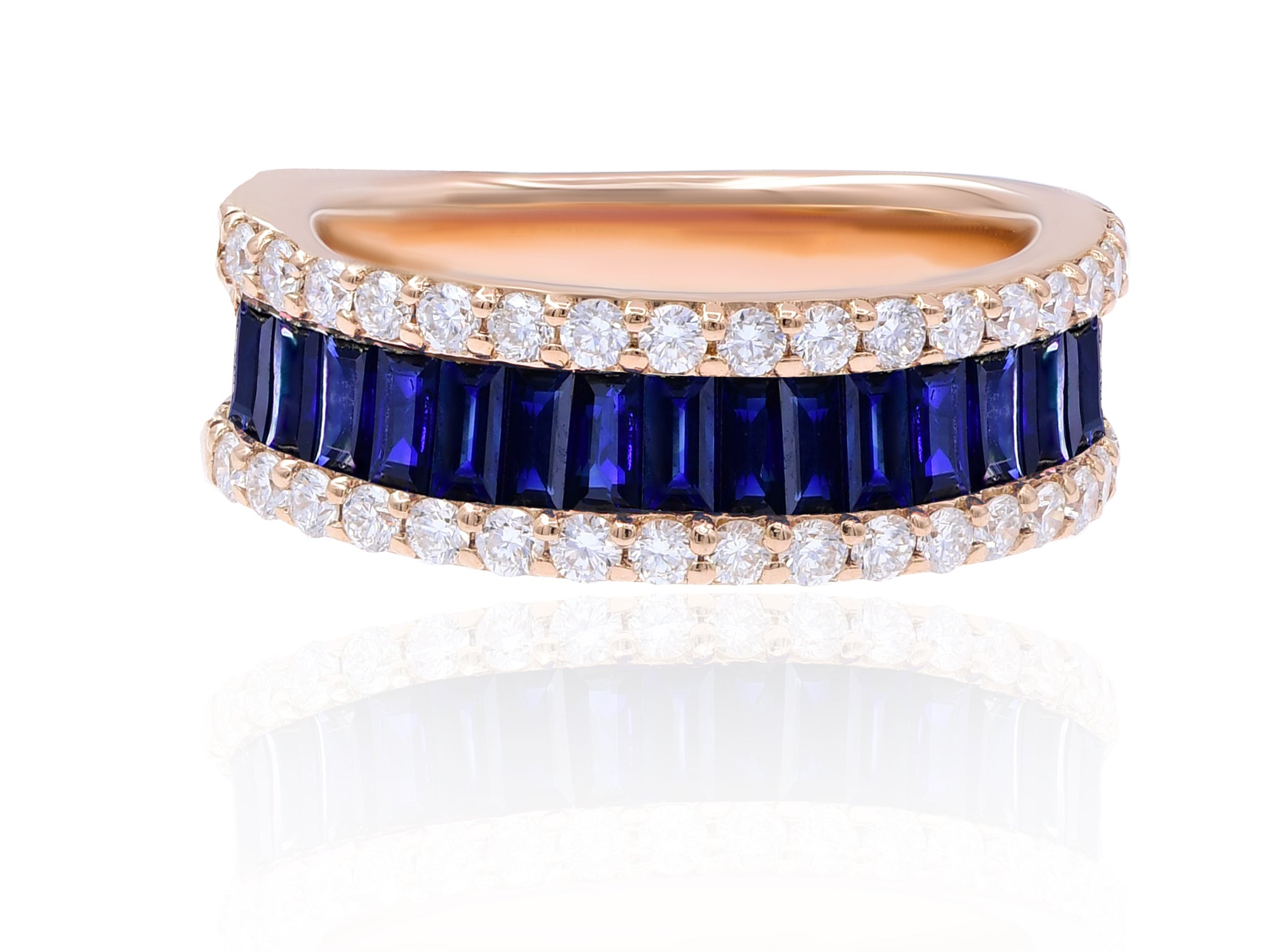 1.58 ct. Sapphire & 0.63 ct. Diamond 18K Rose Gold Half Eternity Band