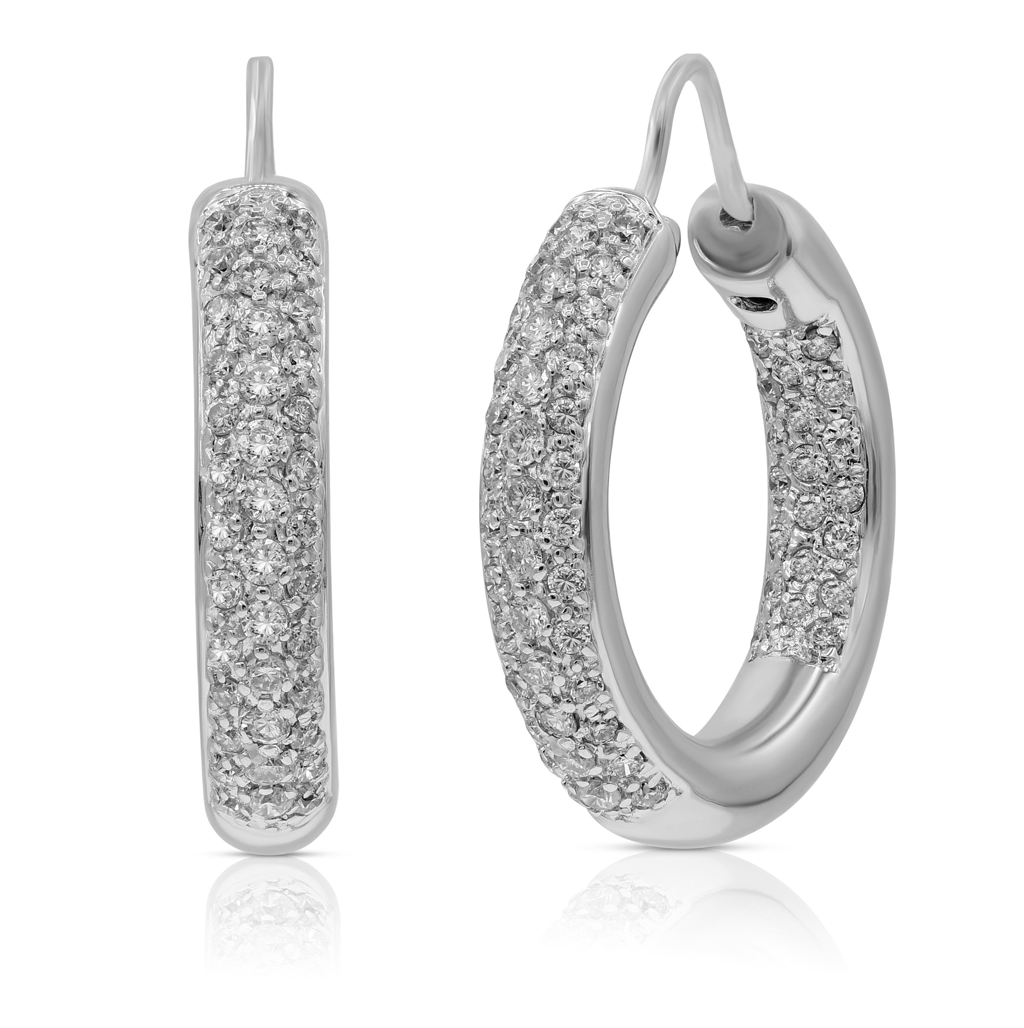 1.25 ct. Diamond 14K White Gold Multi-Pave Hoop Earrings