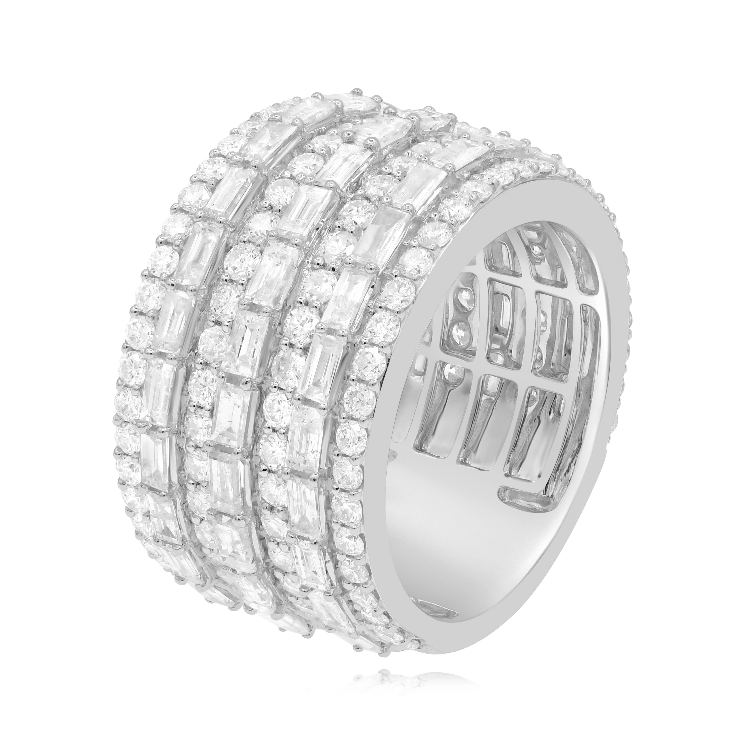4.17 ct. Diamond 14K Yellow Gold Multi-Row Wide Band