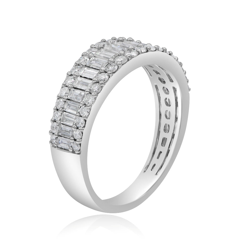 1.51 ct. Diamond 14K White Gold Multi-Row Half Eternity Band