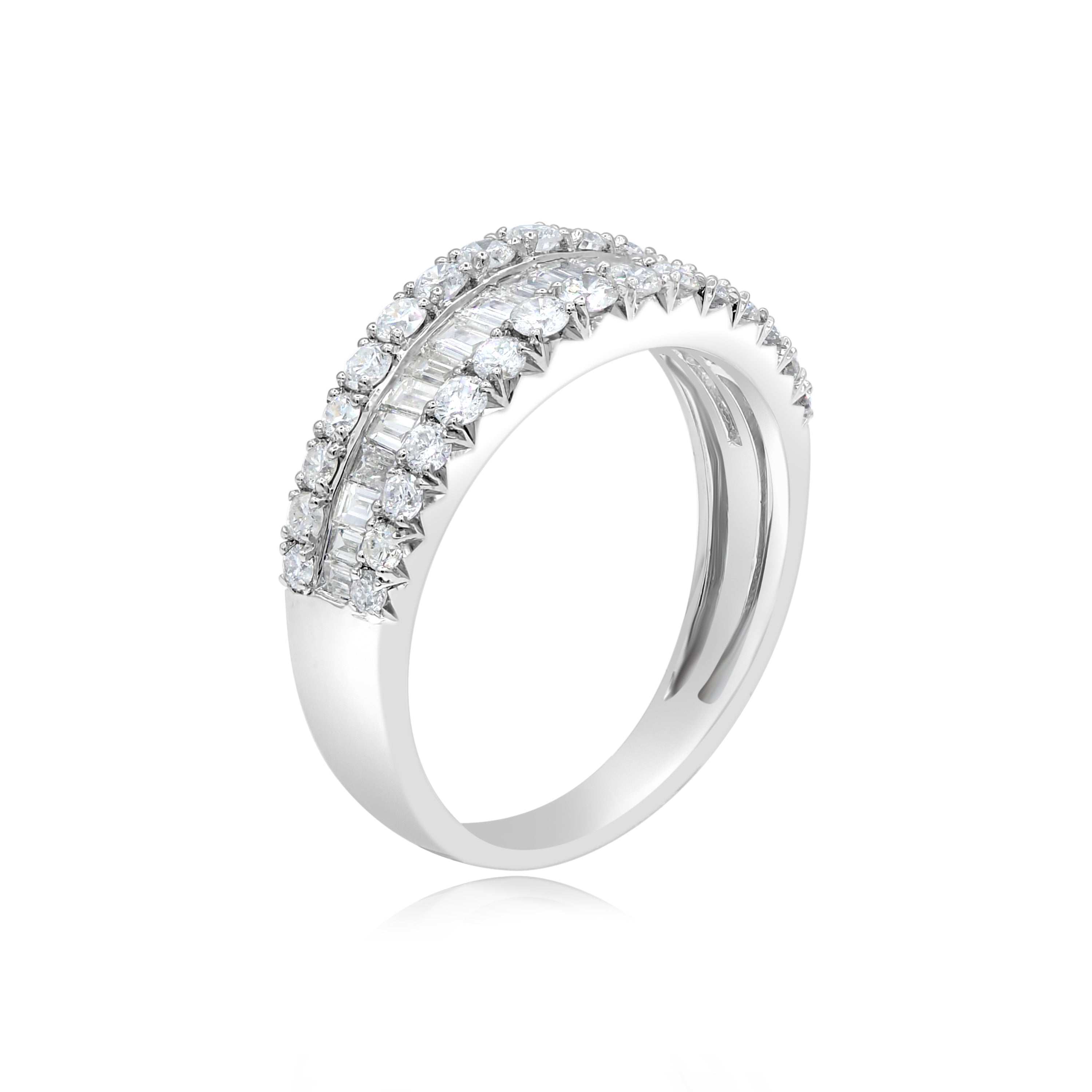 1.19 ct. Diamond 14K White Gold Triple Rows Band