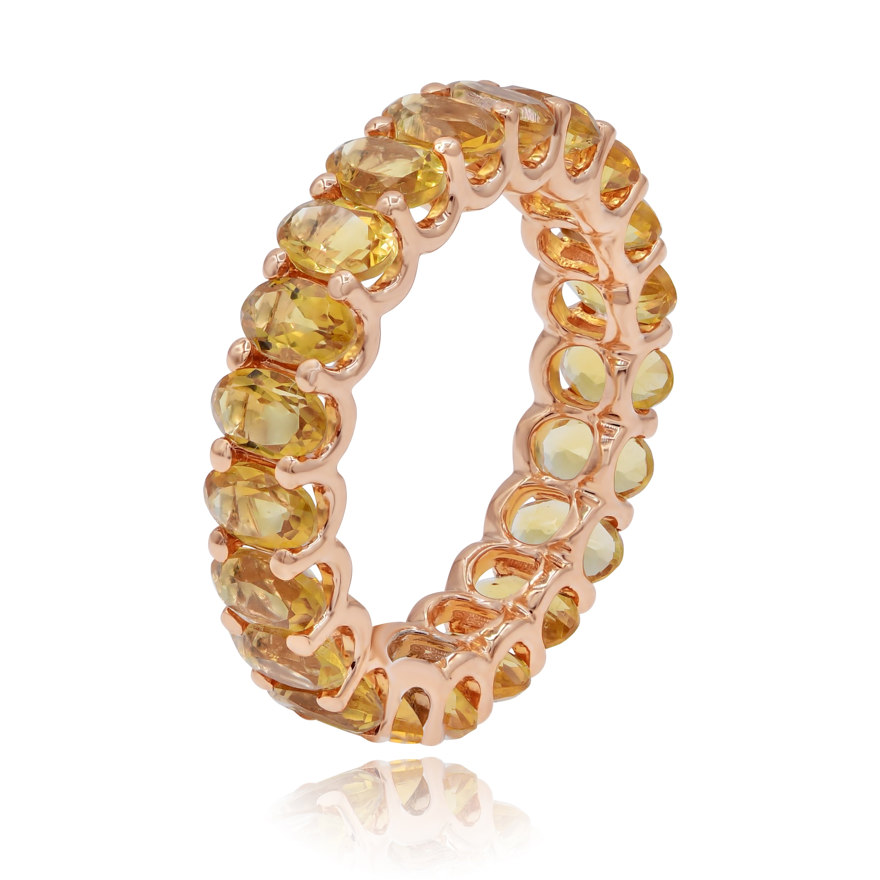 4.62 ct. Citrine 14K Rose Gold Eternity Band Size 7