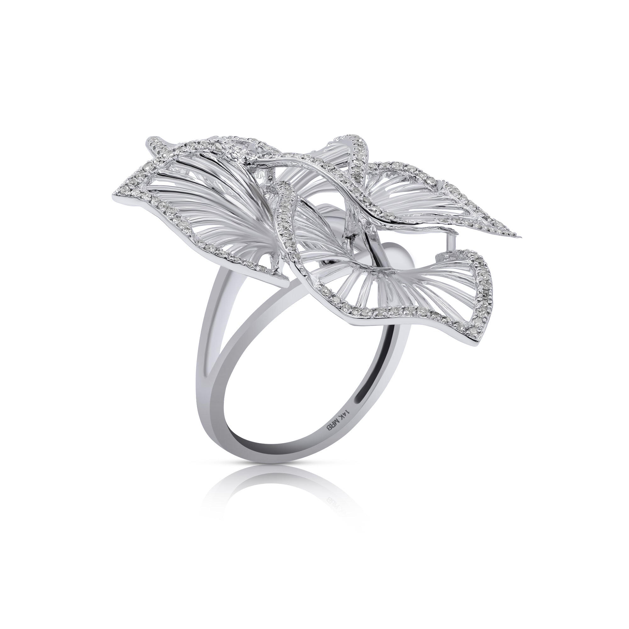 0.34 ct. Diamond 14K White Gold Flower Cascade Cocktail Ring