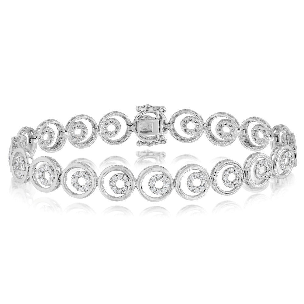 1.34 ct. Diamond 14K White Gold Starry Tennis Bracelet