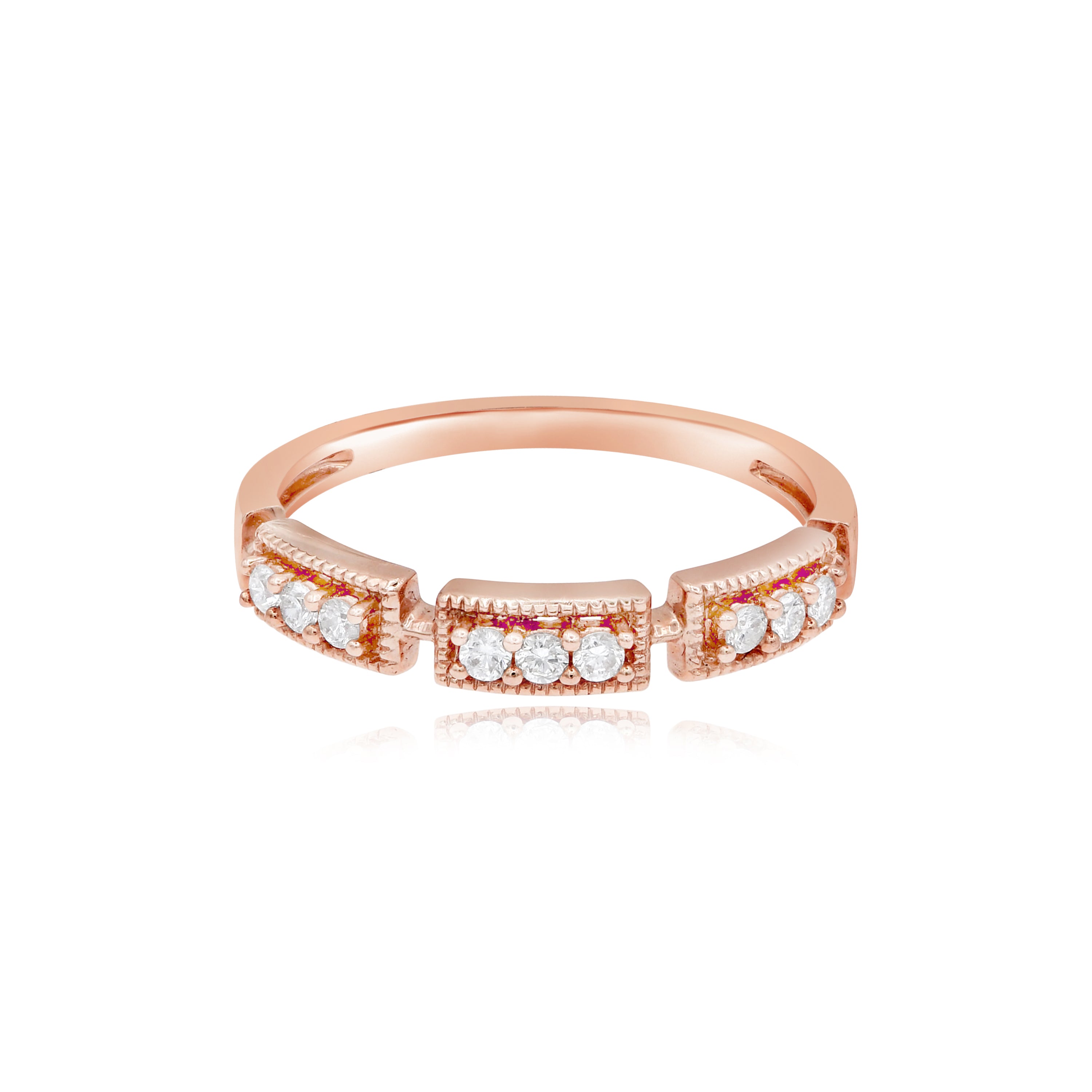 0.18 ct. Diamond 14K Rose Gold Milgrain Band