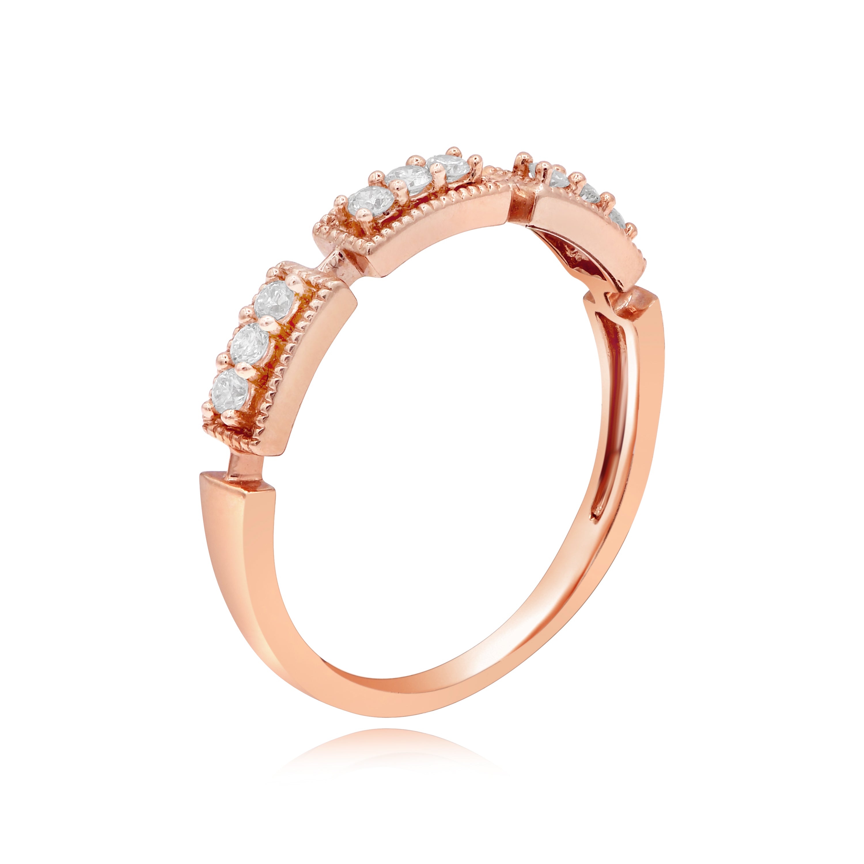 0.18 ct. Diamond 14K Rose Gold Milgrain Band