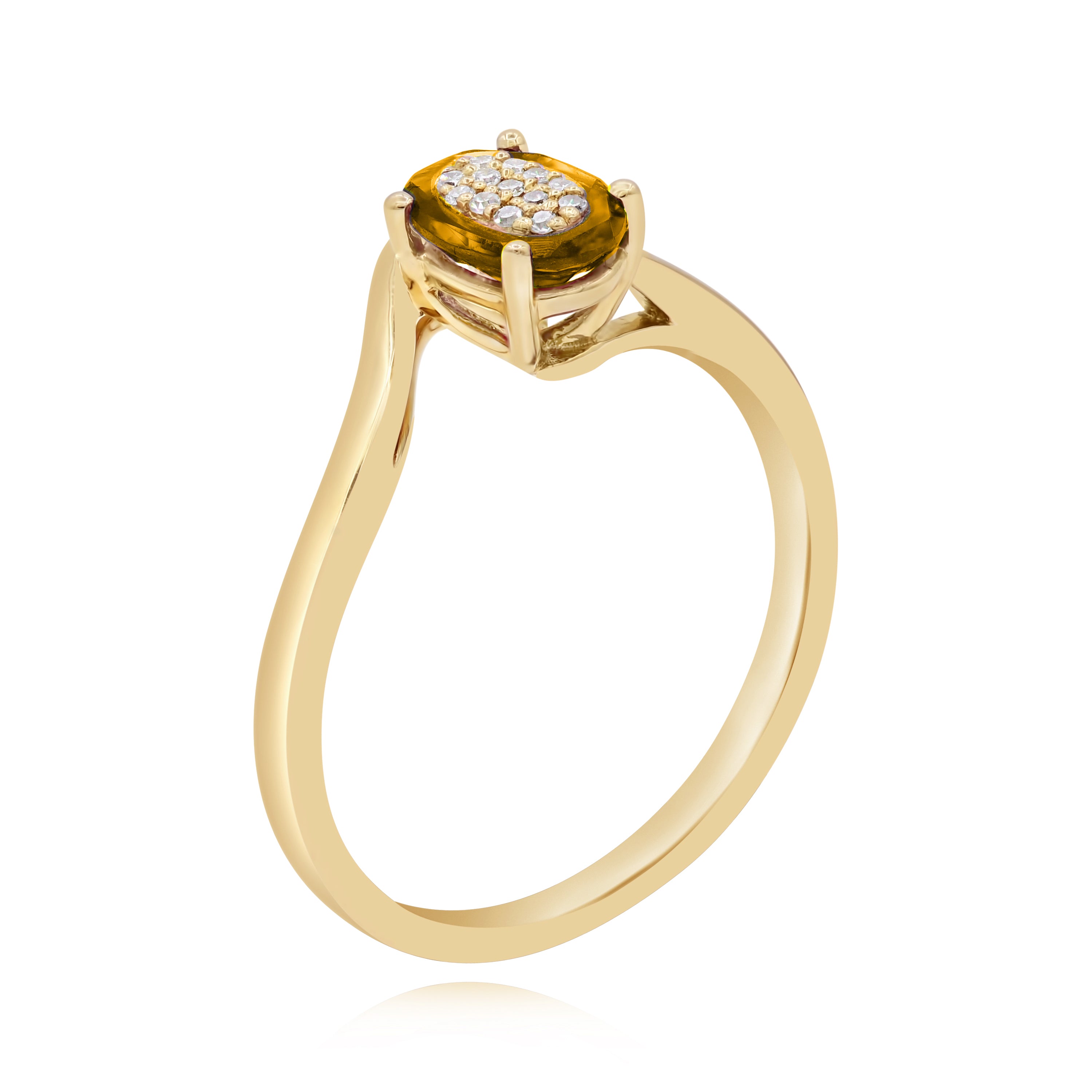 0.64 ct. Citrine & 0.04 ct. Diamond 14K Yellow Gold Ring