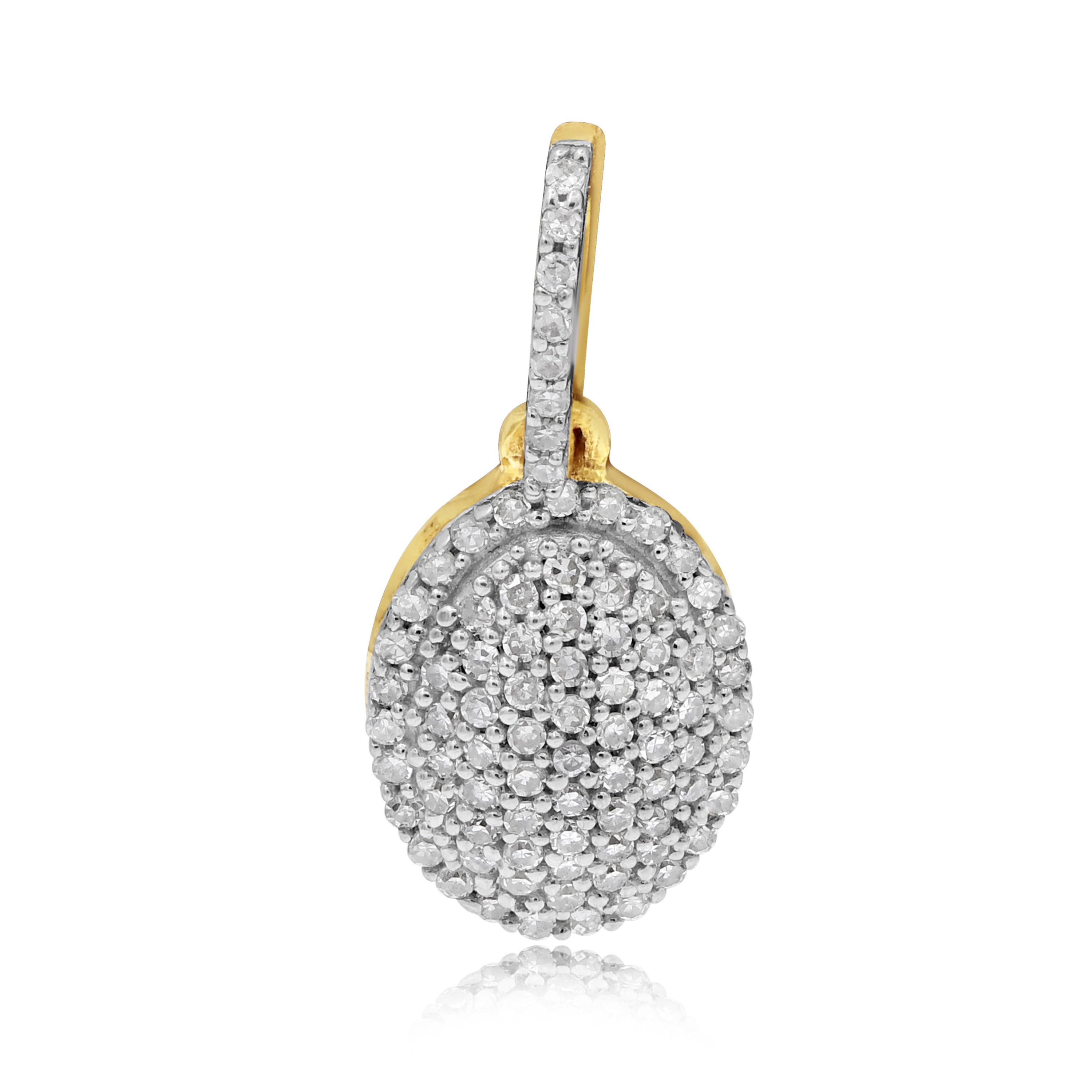 0.26 ct. Diamond 14K Yellow Gold Pave Oval Cluster Drop Pendant