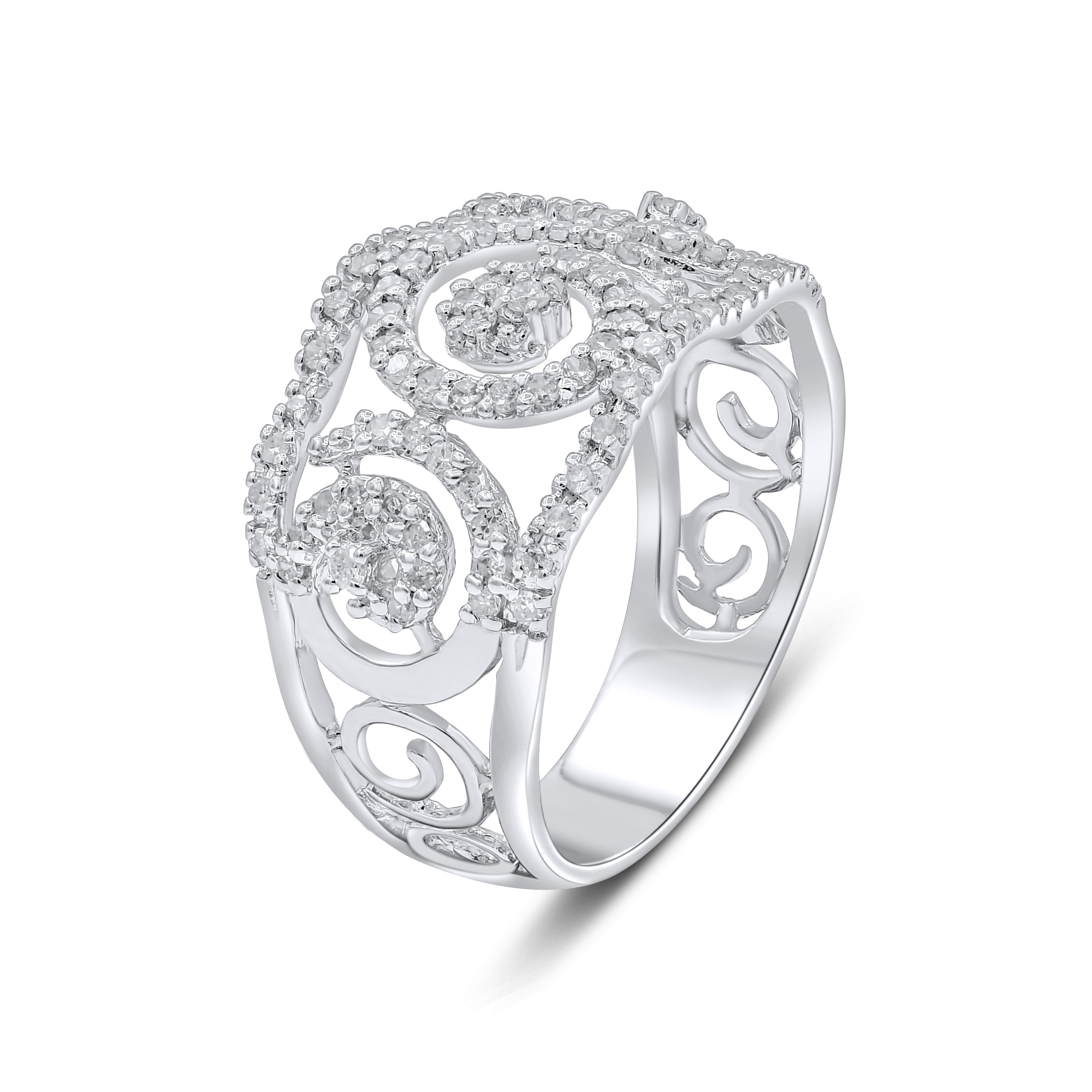 0.53 ct. Diamond 14K White Gold Openwork Wide Filigree Ring