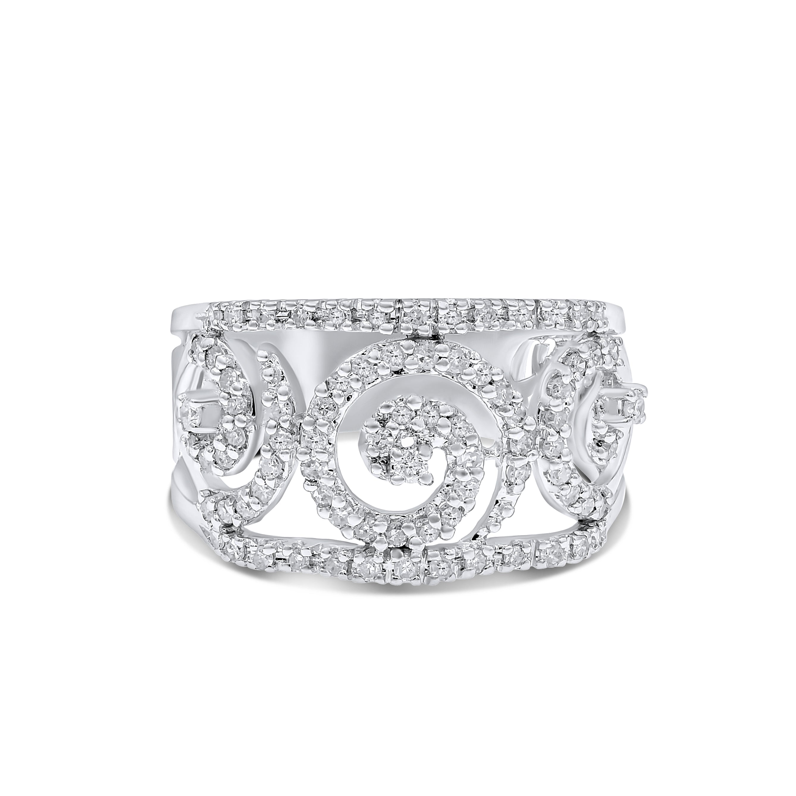0.53 ct. Diamond 14K White Gold Openwork Wide Filigree Ring