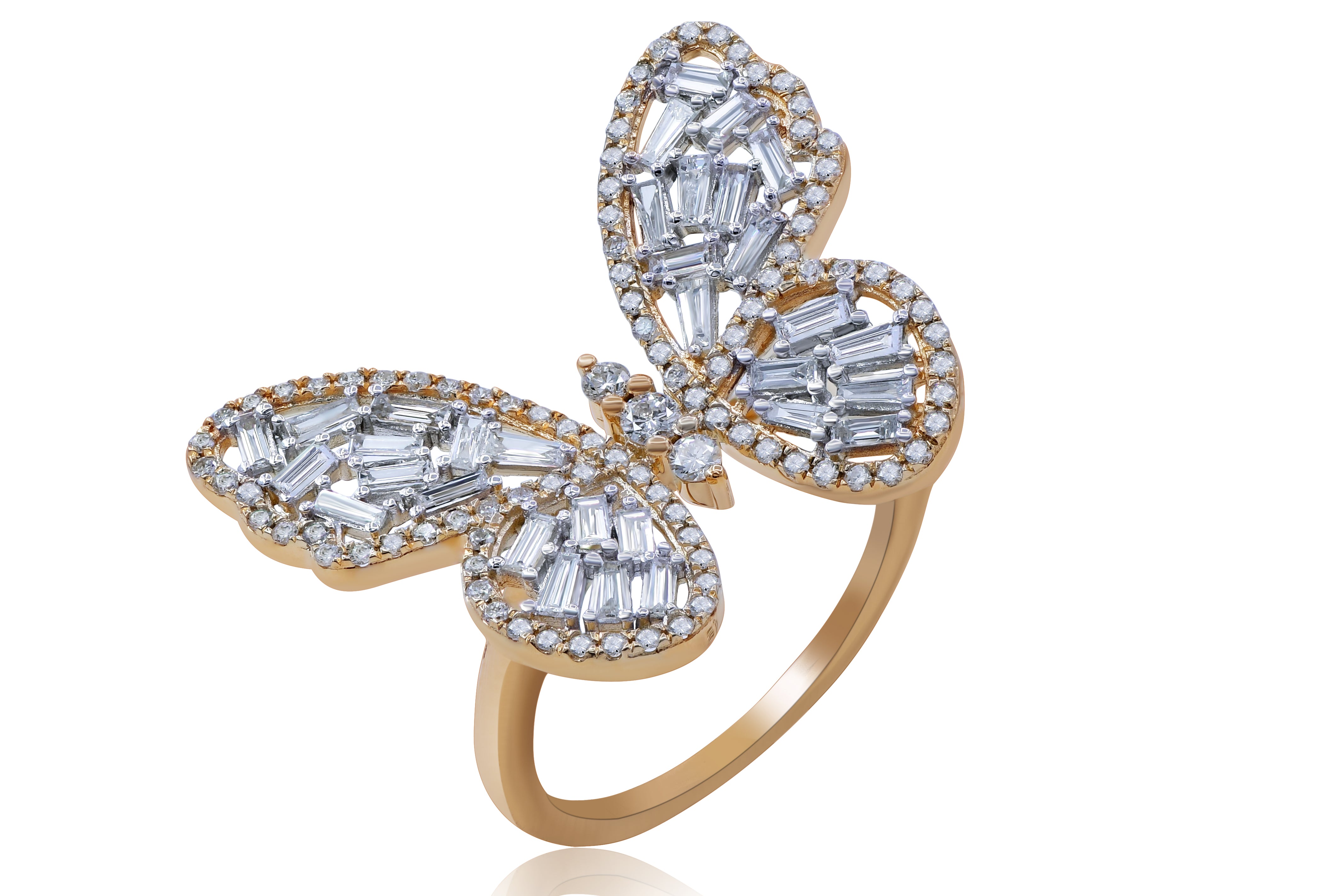 1.02 ct. Diamond 18K Rose Gold Butterfly Ring