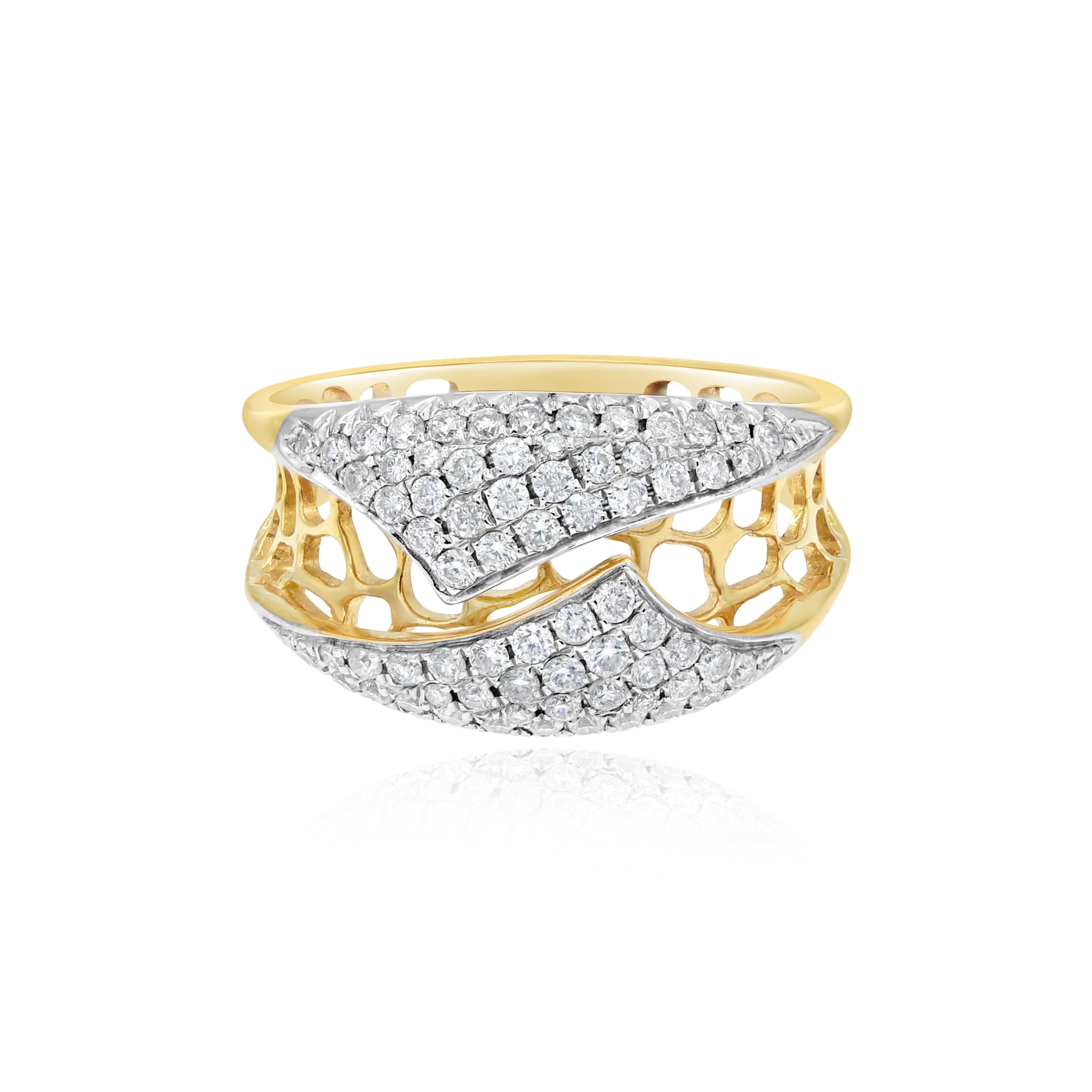 0.68 ct. Diamond 18K Yellow Gold Cluster Mesh Ring
