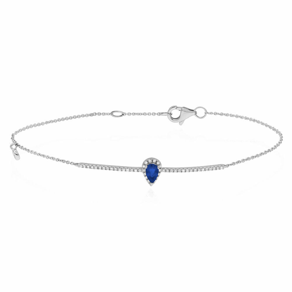 0.26 ct. Sapphire & 0.16 ct. Diamond 14K White Gold Love Bracelet