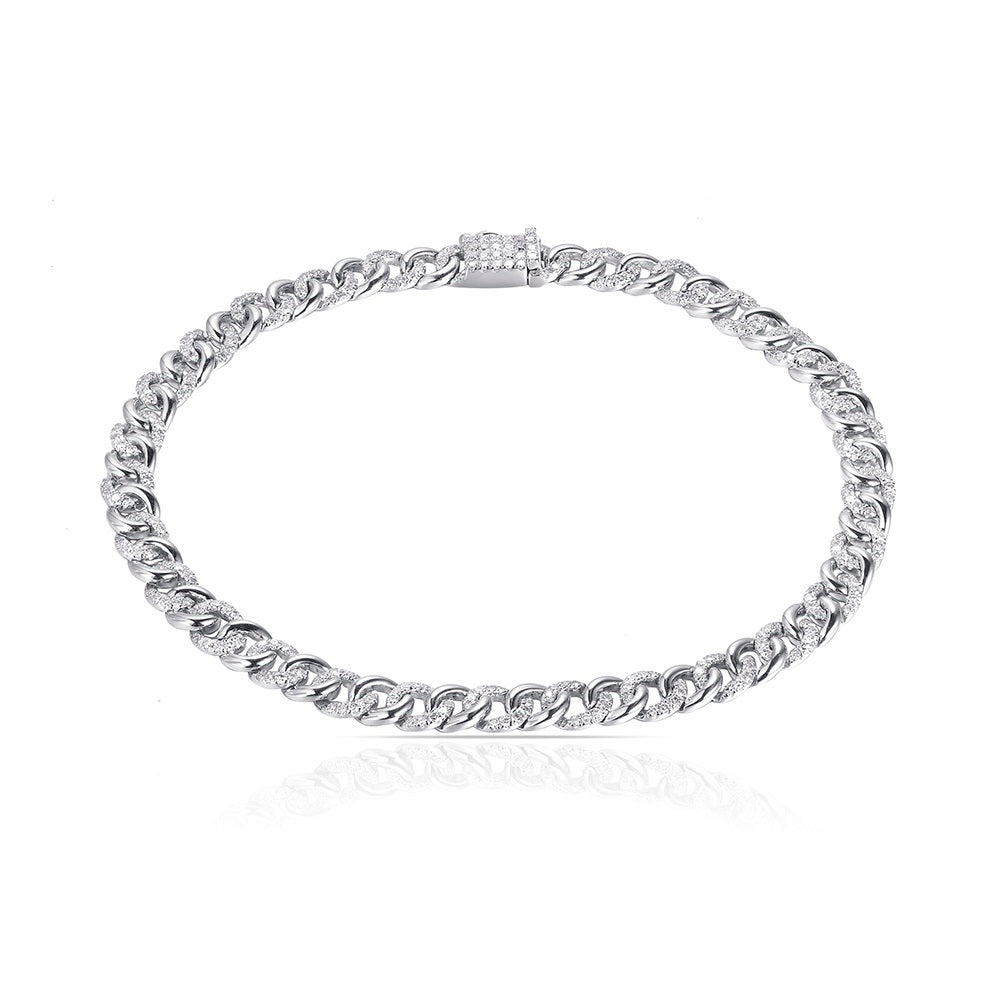 0.9 ct. Diamond 14K White Gold Cuban Link Bracelet