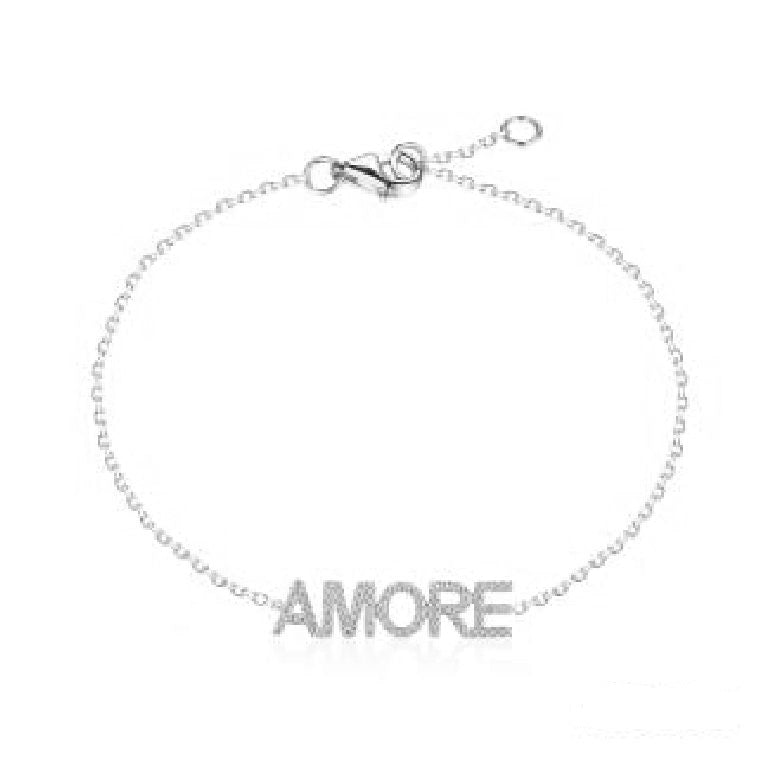 0.32 ct. Diamond 14K White Gold 'AMORE' Love Necklace