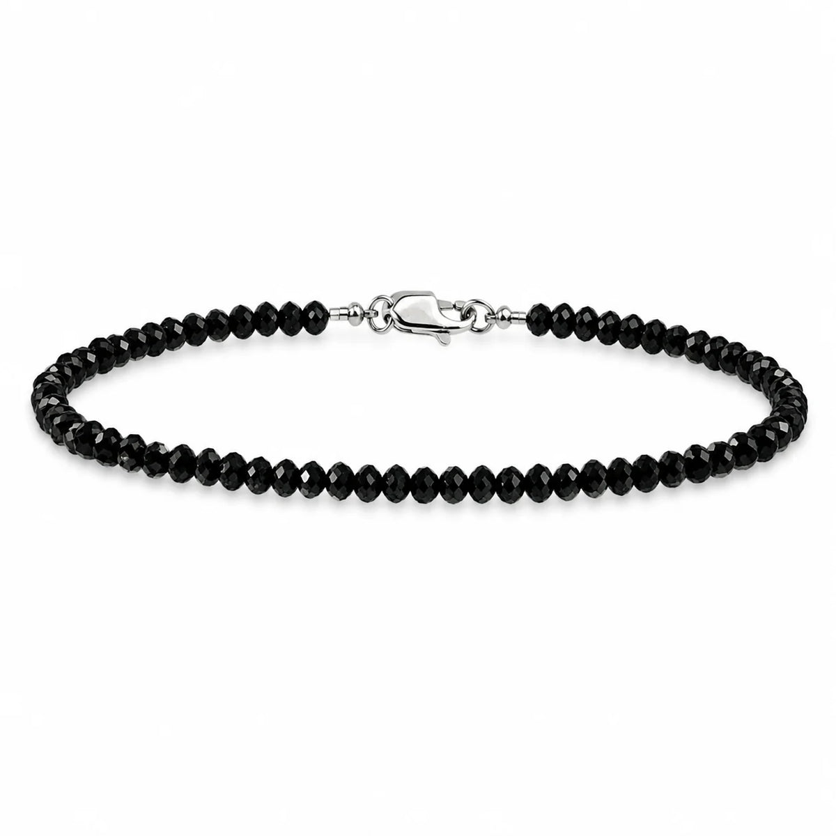 24.33 ct. Black Diamond Beaded Bracelet 7" in 14K White Gold