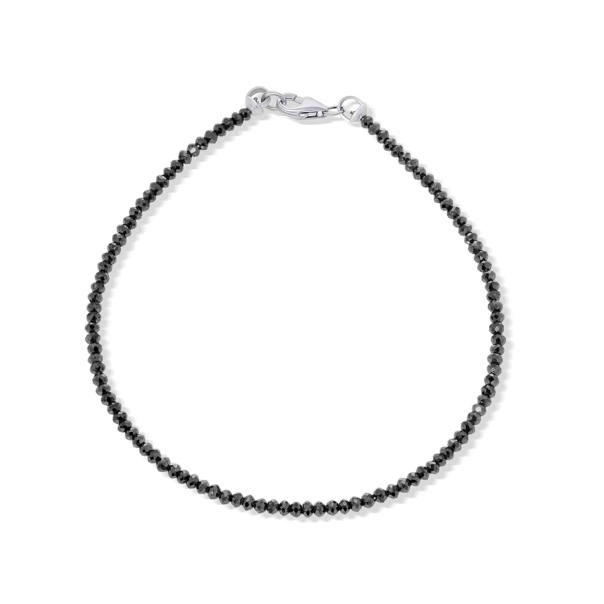 15.81 ct. Black Diamond Beaded Bracelet 7" in 14K White Gold