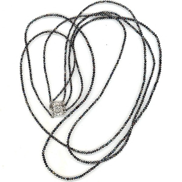 76.92 ct. Black Diamond Bead 14K Yellow Gold Necklace 18"