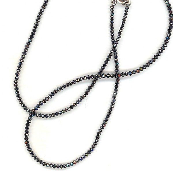 12.65 ct. Black Diamond Bead 14K White Gold Necklace