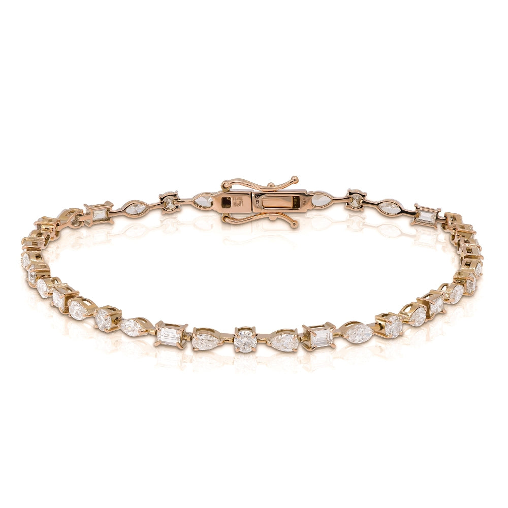 2.63 ct. Diamond 18K Rose Gold Multi-Shaped Tennis Bracelet