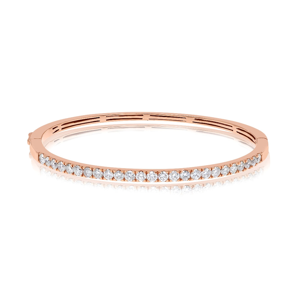 2.05 ct. Diamond 18K Rose Gold Pave Bar Half Eternity Bagle Bracelet