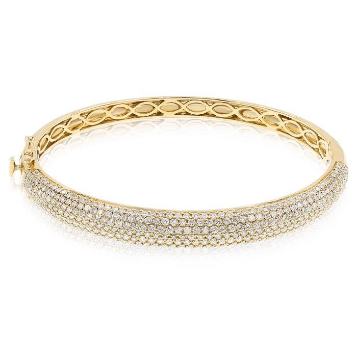 14K Yellow Gold 4.38 ct. Diamond Pave Bangle Bracelet