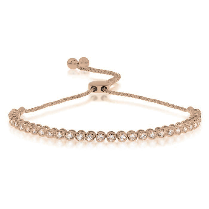 1.53 ct. Diamond 18K Rose Gold Cuban Chain Link Bolo Bracelet