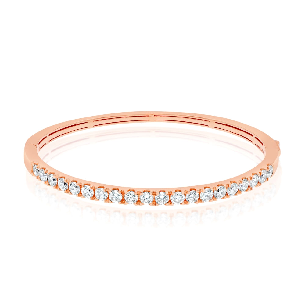 3.01 ct. Diamond 18K Rose Gold Pave Bar Half Eternity Bagle Bracelet