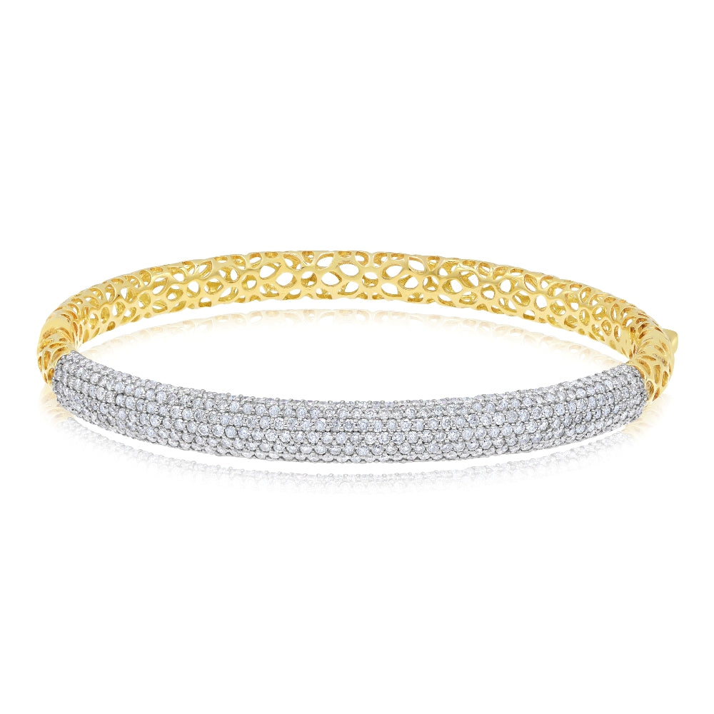 3.22 ct. Diamond 18K Yellow Gold Micro Pave Bar Half Eternity Bagle Bracelet