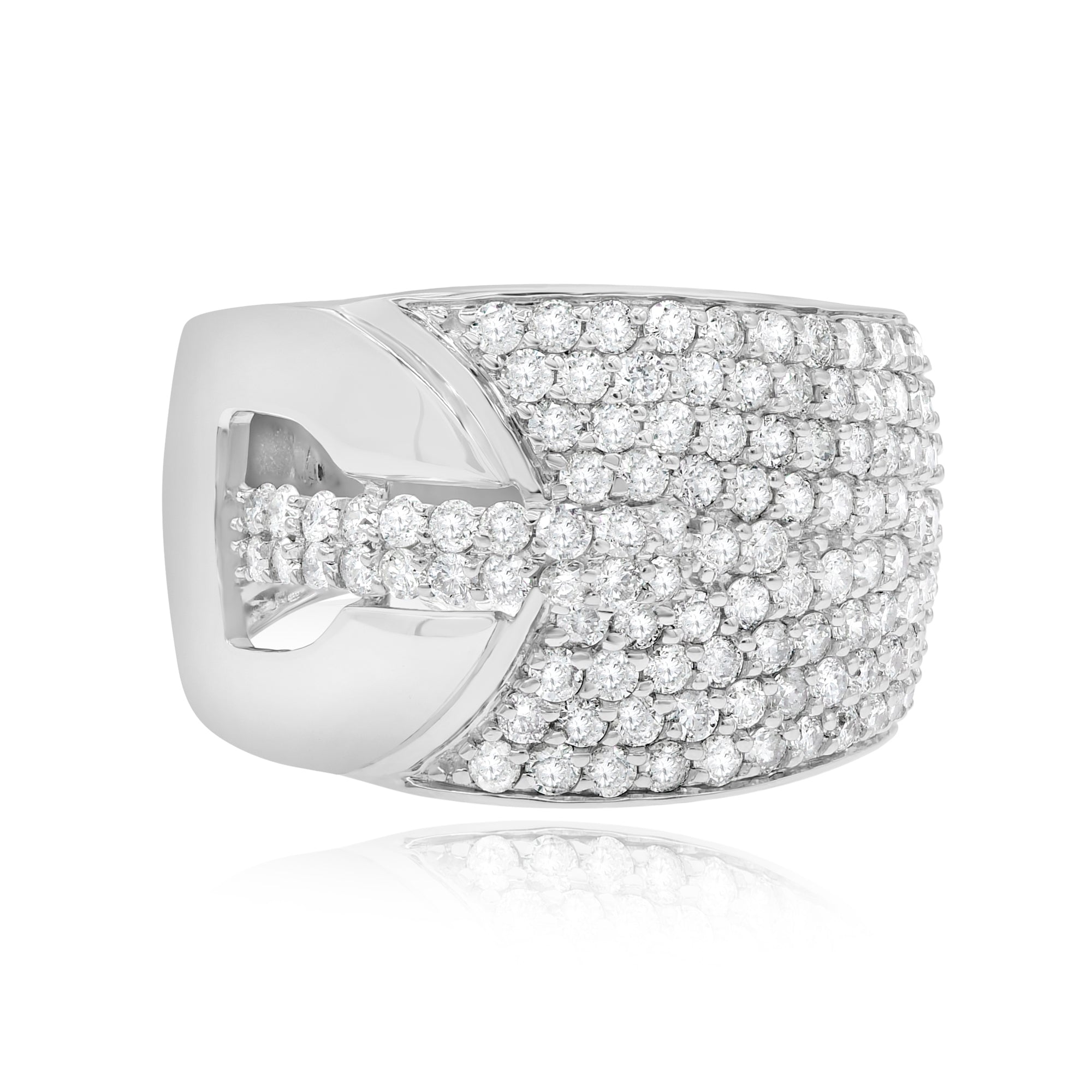 1.67 ct. Diamond 18K White Gold Belt Buckle Ring
