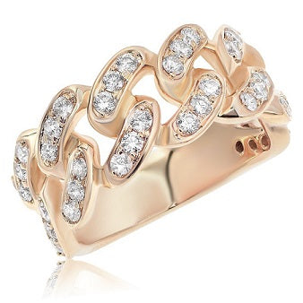 1.25 ct. Diamond 18K Rose Gold Cuban Link Chain Design Eternity Band