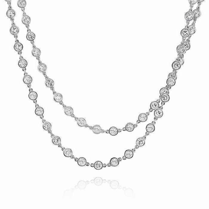 12.58 ct. Diamond By The Yard 18K White Gold Necklace