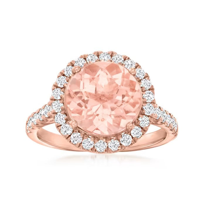 3.78 ct. Morganite & 0.78 Diamond 18K Rose Gold Ring
