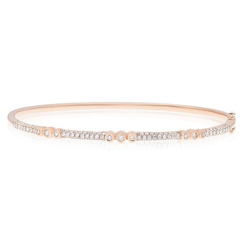 1.41 ct. Diamond 14K Rose Gold Micro Pave Bar Half Eternity Bagle Bracelet