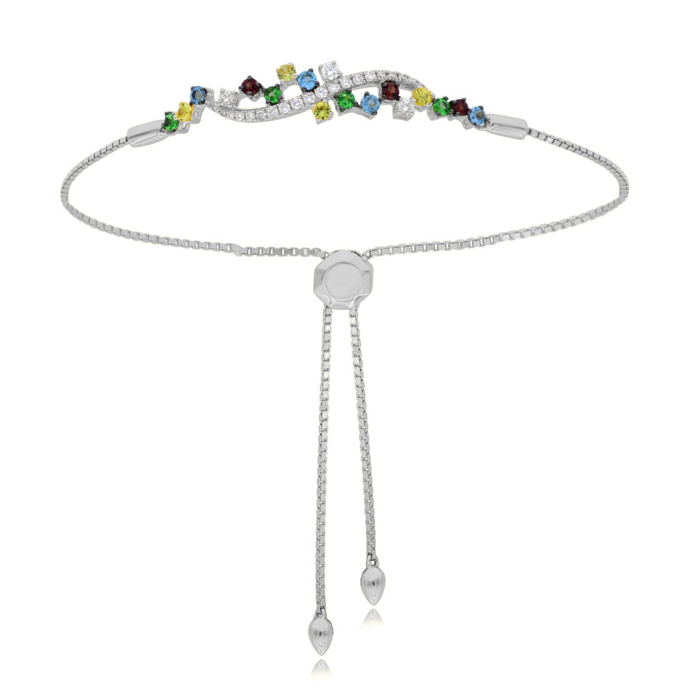 1.05 ct. Multi Color Diamond 14K White Gold Colours Of Beauty Bolo Bracelet