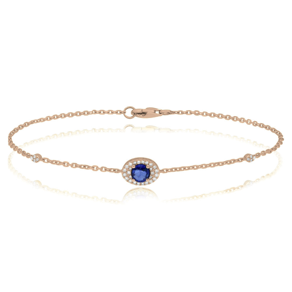 0.50 ct. Sapphire & 0.15 ct. Diamond 14K Rose Gold 1 Station Classic Bracelet