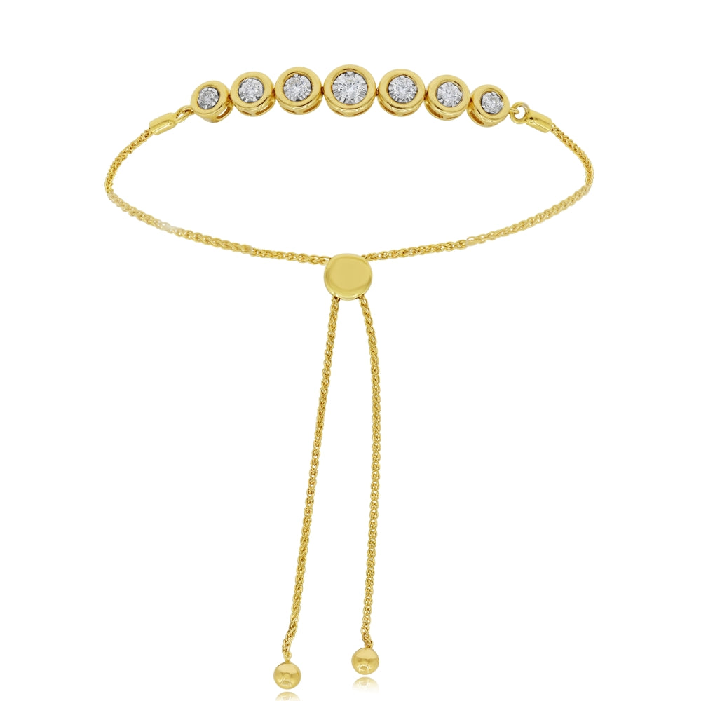 0.51 ct. Diamond 14K Yellow Gold Joined Circles Bolo Bracelet